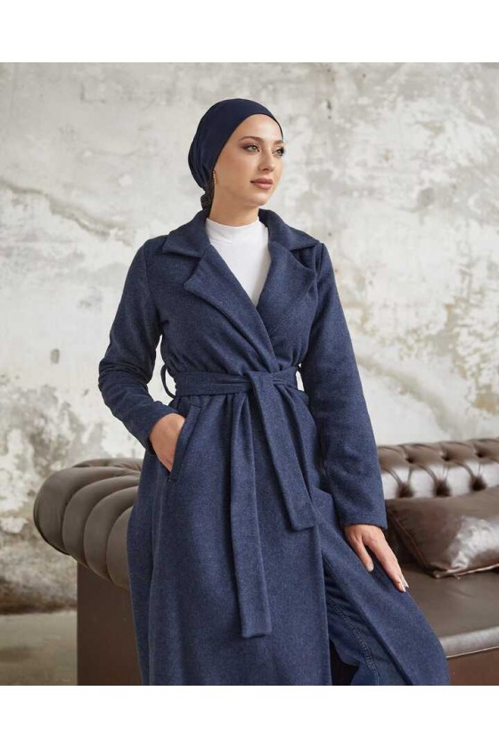 20053 - Bağlamalı Tesettür Kaban Laci̇vert-A20 20053 - Bağlamalı Tesettür Kaban Laci̇vert-A20