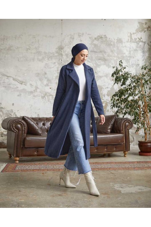 20053 - Bağlamalı Tesettür Kaban Laci̇vert-A20 20053 - Bağlamalı Tesettür Kaban Laci̇vert-A20