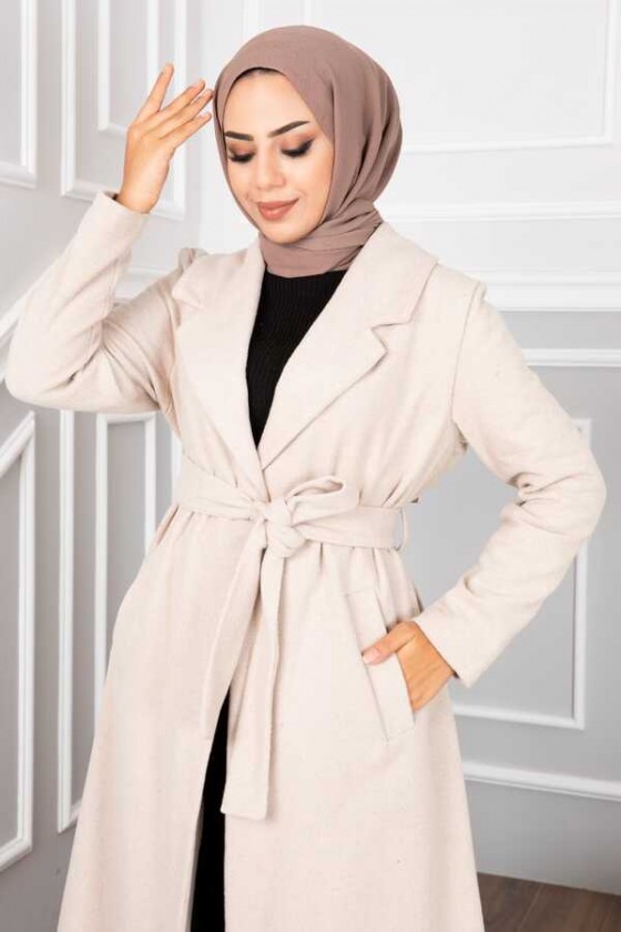 20053 - Bağlamalı Tesettür Kaban Taş-A20 20053 - Bağlamalı Tesettür Kaban Taş-A20