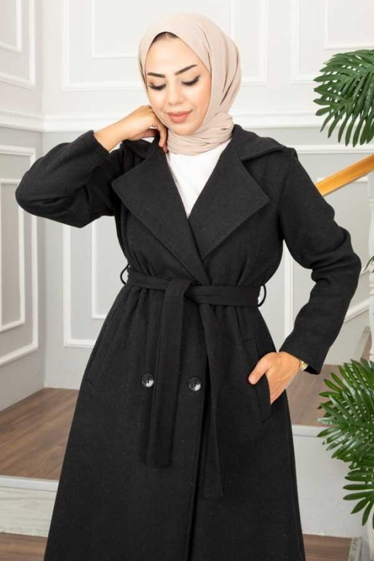 20069 - 4 Düğmeli Tesettür Kaban Si̇yah-A15 20069 - 4 Düğmeli Tesettür Kaban Si̇yah-A15