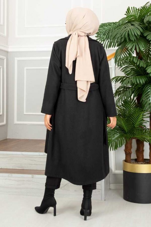 20069 - 4 Düğmeli Tesettür Kaban Si̇yah-A15 20069 - 4 Düğmeli Tesettür Kaban Si̇yah-A15