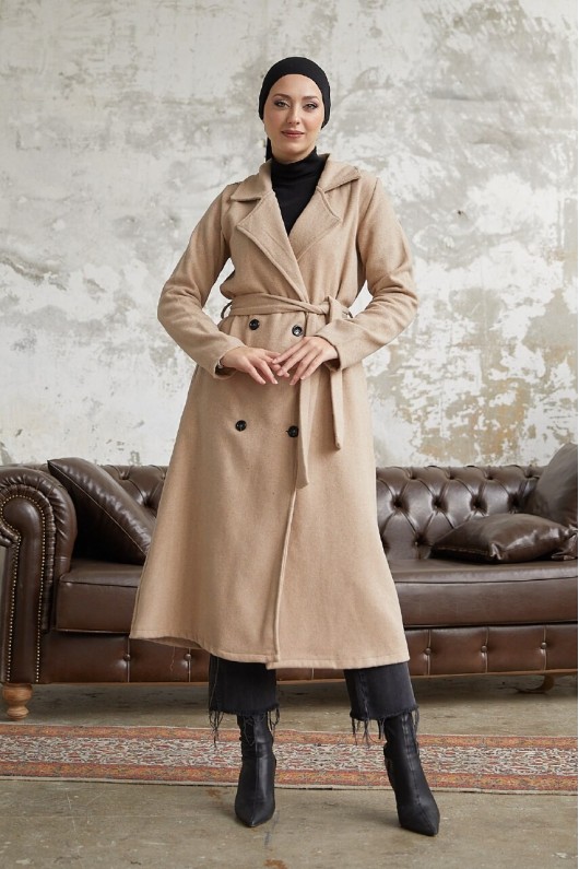 20069 - 4 Düğmeli Tesettür Kaban Bej-A15 20069 - 4 Düğmeli Tesettür Kaban Bej-A15