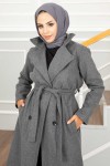 20069 - 4 Düğmeli Tesettür Kaban Gri̇-A15 20069 - 4 Düğmeli Tesettür Kaban Gri̇-A15