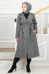 20069 - 4 Düğmeli Tesettür Kaban Gri̇-A15 20069 - 4 Düğmeli Tesettür Kaban Gri̇-A15