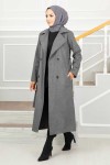 20069 - 4 Düğmeli Tesettür Kaban Gri̇-A15 20069 - 4 Düğmeli Tesettür Kaban Gri̇-A15