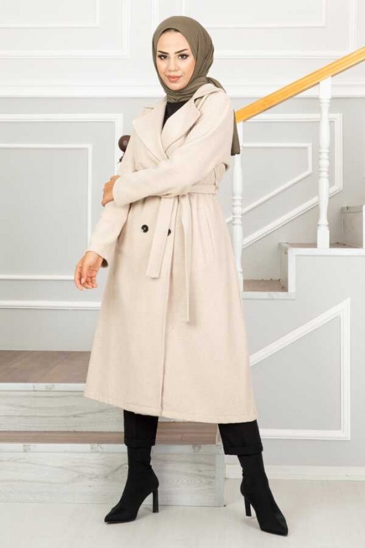 20069 - 4 Düğmeli Tesettür Kaban Taş-A15 20069 - 4 Düğmeli Tesettür Kaban Taş-A15