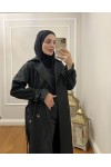 999 Kemerli Tesettür Trençkot Si̇yah-I1 999 Kemerli Tesettür Trençkot Si̇yah-I1