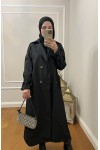 999 Kemerli Tesettür Trençkot Si̇yah-I1 999 Kemerli Tesettür Trençkot Si̇yah-I1