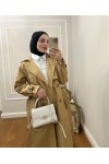 999 Kemerli Tesettür Trençkot Camel-I1 999 Kemerli Tesettür Trençkot Camel-I1