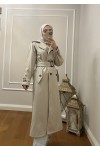 999 Kemerli Tesettür Trençkot Taş-I1 999 Kemerli Tesettür Trençkot Taş-I1