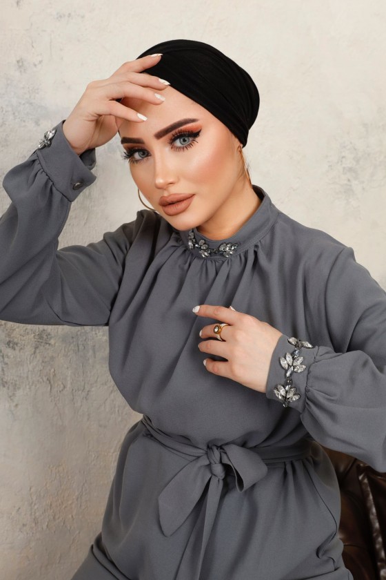 3038 - Tesettür İkili Takım 3038 Gri̇