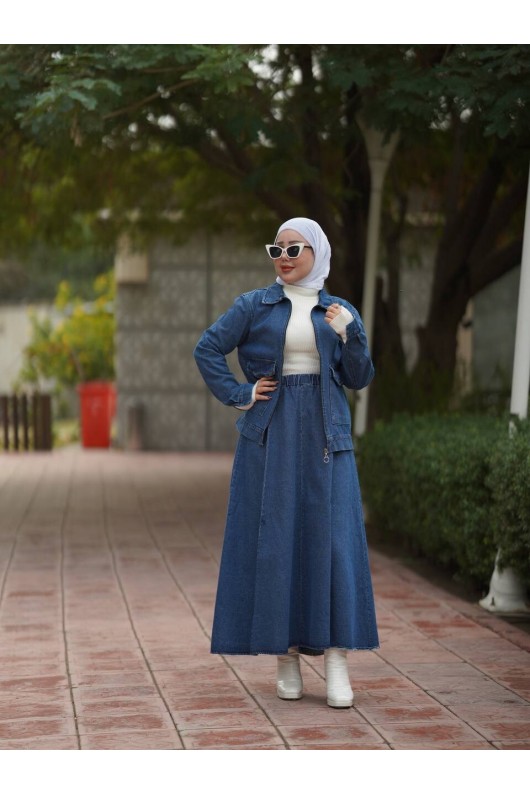 4428 - Tesettür Kot Takım Mavi̇