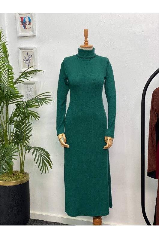 4440 - Yelek Elbise Tesettür İkili Takım Yeşi̇l-H3