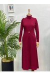 4440 - Yelek Elbise Tesettür İkili Takım Bordo-H3 4440 - Yelek Elbise Tesettür İkili Takım Bordo-H3