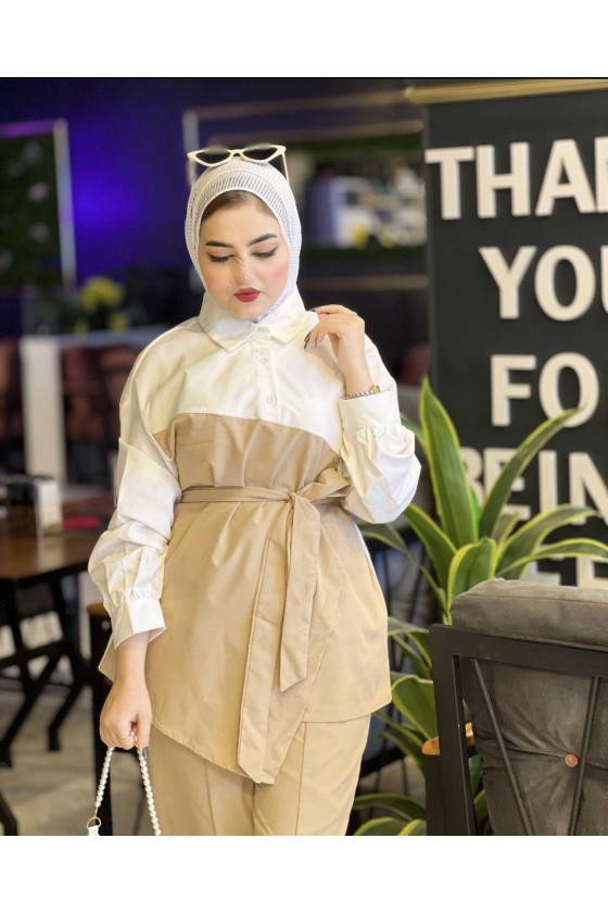 4443 - Tesettür İkili Takım Camel-H4