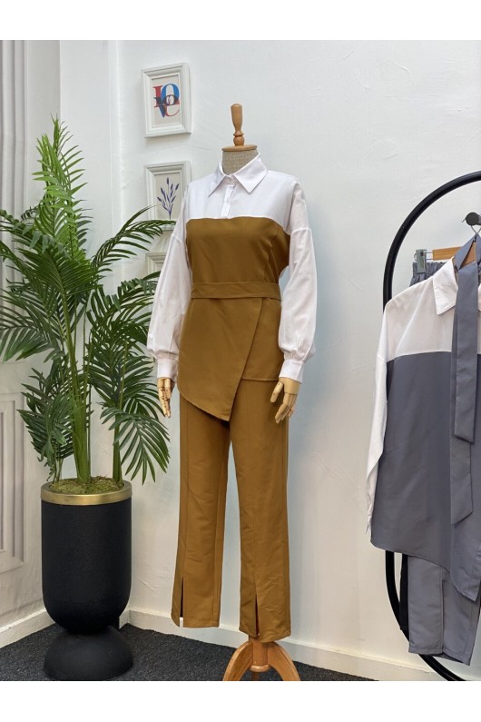 4443 - Tesettür İkili Takım Taba-H4