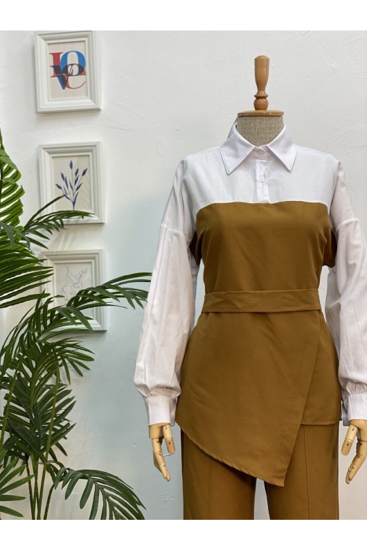 4443 - Tesettür İkili Takım Taba-H4