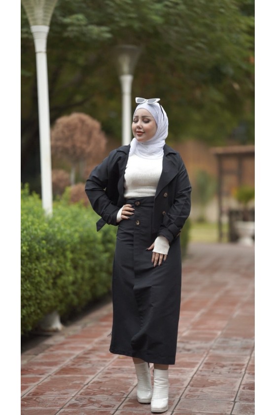 0142 - Tesettür Trençkot Si̇yah-I8