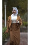 0142 - Tesettür Trençkot Taba-I8