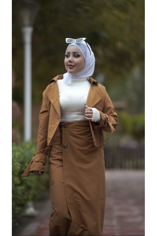 0142 - Tesettür Trençkot Taba-I8