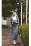 0142 - Tesettür Trençkot Gri̇-I8