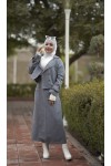 0142 - Tesettür Trençkot Gri̇-I8