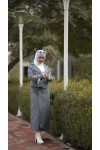 0142 - Tesettür Trençkot Gri̇-I8