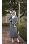 0142 - Tesettür Trençkot Gri̇-I8