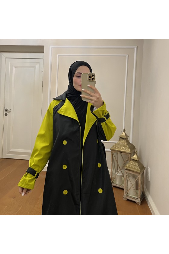 4406 - Tesettür Trençkot Si̇yah-I2