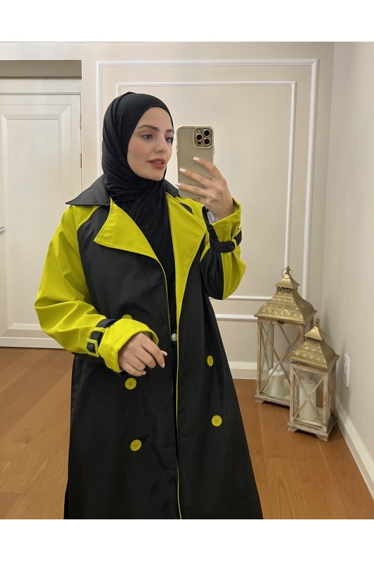 4406 - Tesettür Trençkot Si̇yah-I2 4406 - Tesettür Trençkot Si̇yah-I2