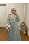 4406 - Tesettür Trençkot Mavi̇-I2 4406 - Tesettür Trençkot Mavi̇-I2