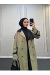 4407 - Çift Renk Tesettür Trençkot Haki̇-I5