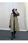 4407 - Çift Renk Tesettür Trençkot Haki̇-I5