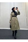 4407 - Çift Renk Tesettür Trençkot Haki̇-I5