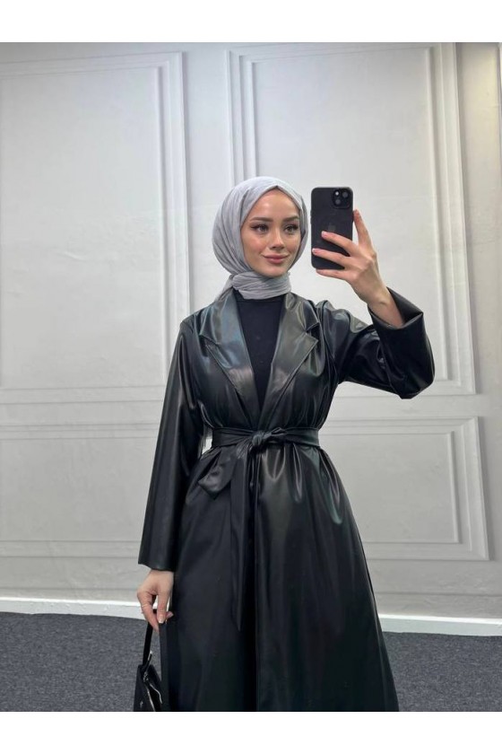 4461 - Deri Trençkot Si̇yah-I4