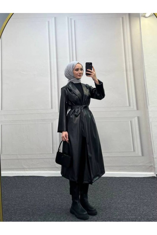 4461 - Deri Trençkot Si̇yah-I4