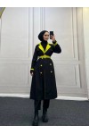 9981 - Çift Renk Tesettür Trençkot Si̇yah-I8 9981 - Çift Renk Tesettür Trençkot Si̇yah-I8