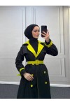 9981 - Çift Renk Tesettür Trençkot Si̇yah-I8 9981 - Çift Renk Tesettür Trençkot Si̇yah-I8