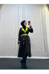 9981 - Çift Renk Tesettür Trençkot Si̇yah-I8 9981 - Çift Renk Tesettür Trençkot Si̇yah-I8