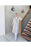 9981 - Çift Renk Tesettür Trençkot Bej-I8