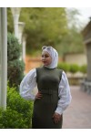 4437 - Kemerli Tesettür Elbise Haki̇-H2 4437 - Kemerli Tesettür Elbise Haki̇-H2