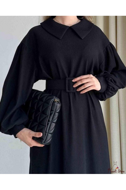 4438 - Tesettür Elbise Si̇yah-H1