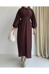 4438 - Tesettür Elbise Kahverengi̇-H1 4438 - Tesettür Elbise Kahverengi̇-H1