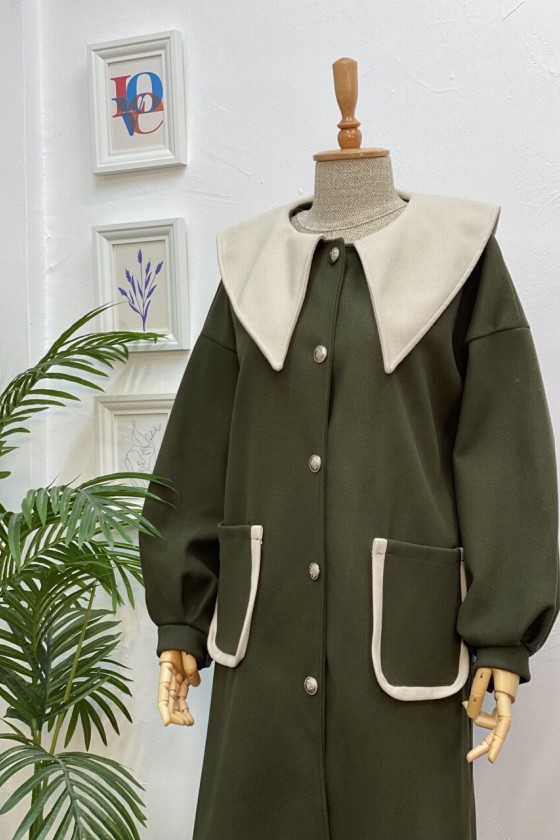 4423 - Tesettür Kaban Haki̇-K2 4423 - Tesettür Kaban Haki̇-K2