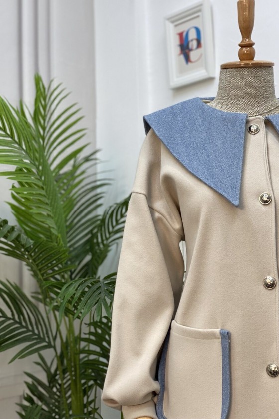 4423 - Tesettür Kaban Bej-K1