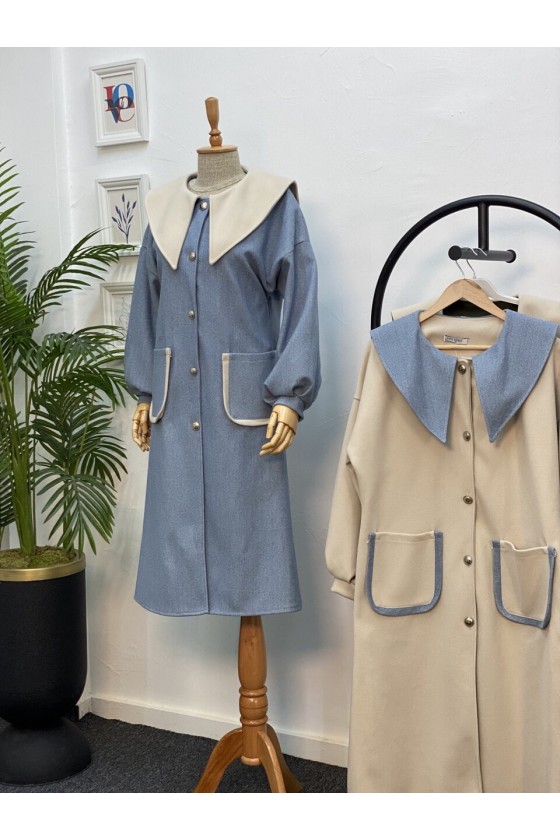 4423 - Tesettür Kaban Mavi̇-K2