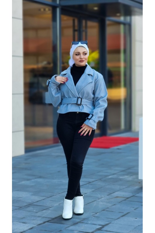 4436 - Kısa Tesettür Kaban Mavi̇-2 4436 - Kısa Tesettür Kaban Mavi̇-2