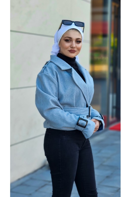 4436 - Kısa Tesettür Kaban Mavi̇-2 4436 - Kısa Tesettür Kaban Mavi̇-2