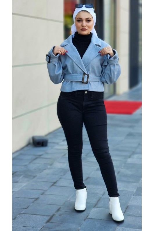 4436 - Kısa Tesettür Kaban Mavi̇-2 4436 - Kısa Tesettür Kaban Mavi̇-2