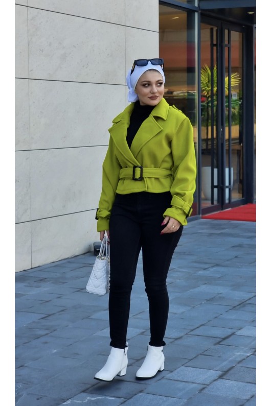 4436 - Kısa Tesettür Kaban Yeşi̇l-H2